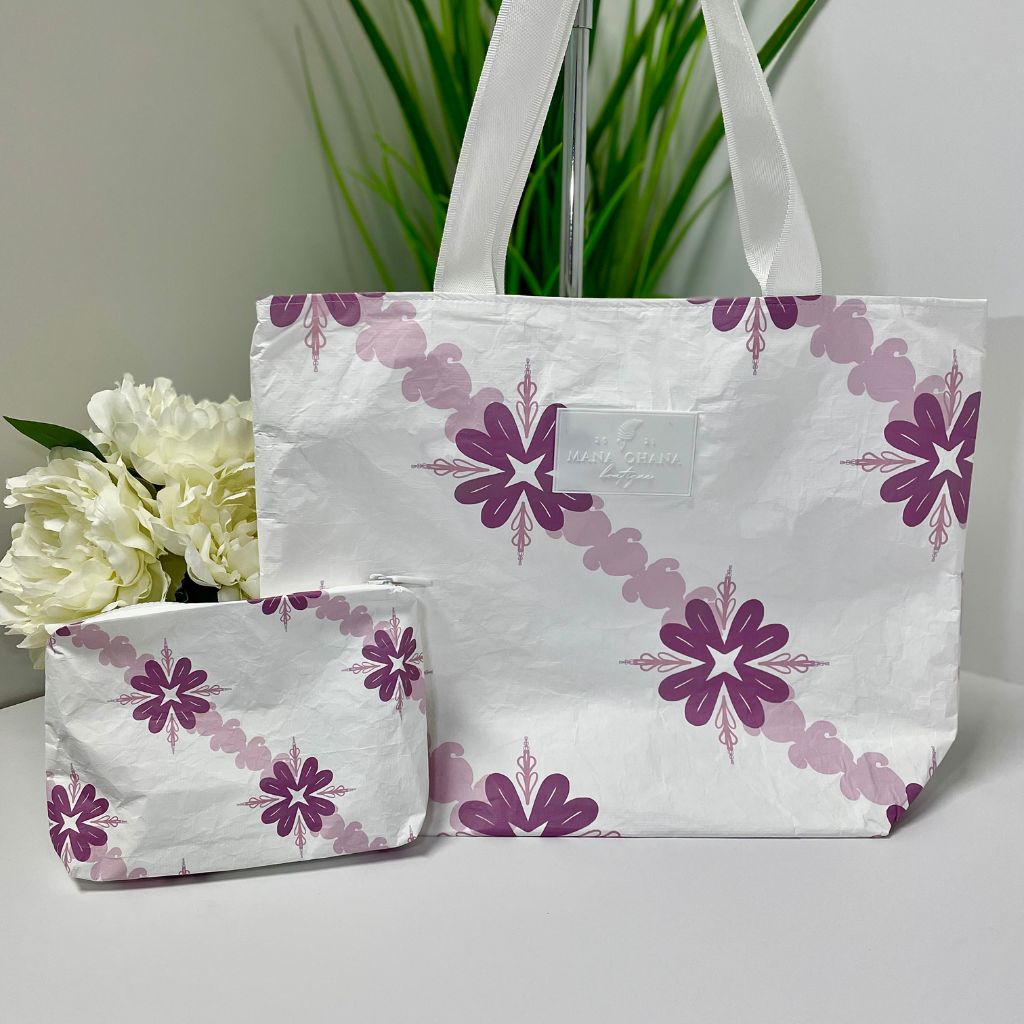 Pua Kalaunu Zippered ʻEke with Mini Zippered Pūʻolo Pouch