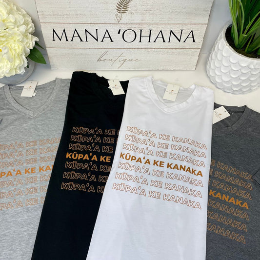 Kūpaʻa Ke Kanaka - Kāne/Wāhine Relaxed Fit V-Neck Tee