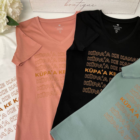 Kūpaʻa Ke Kanaka - Wāhine Fitted V-Neck Tee